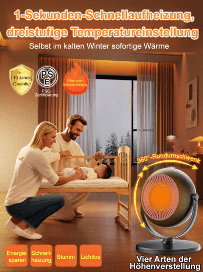 【Heute 50% sparen】Upgrade 360° Teleskop-Keramikheizer | 3S Schnellheizung bis60m² | 75% Stromersparnis | Leise & Sicher 🔥🏠