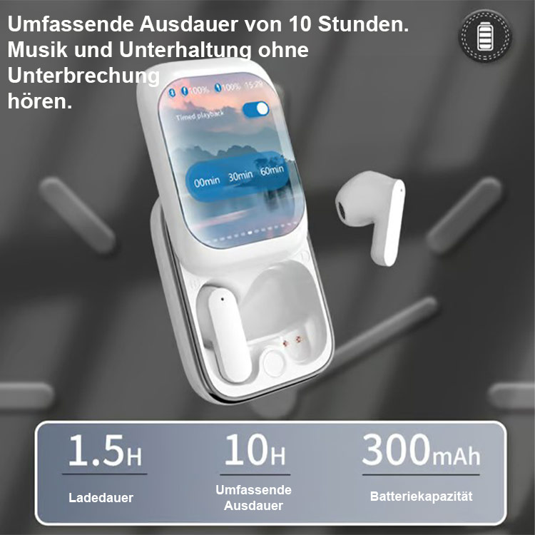Schiebe Bluetooth Kopfhörer mit Display APP Anrufgeräuschunterdrückung ENC