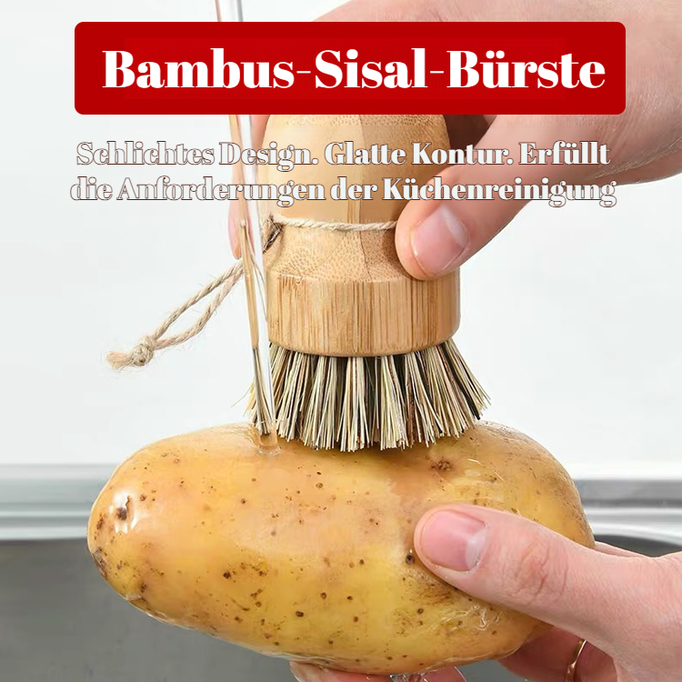 Bamboo Sisal Dish Scrub Brush