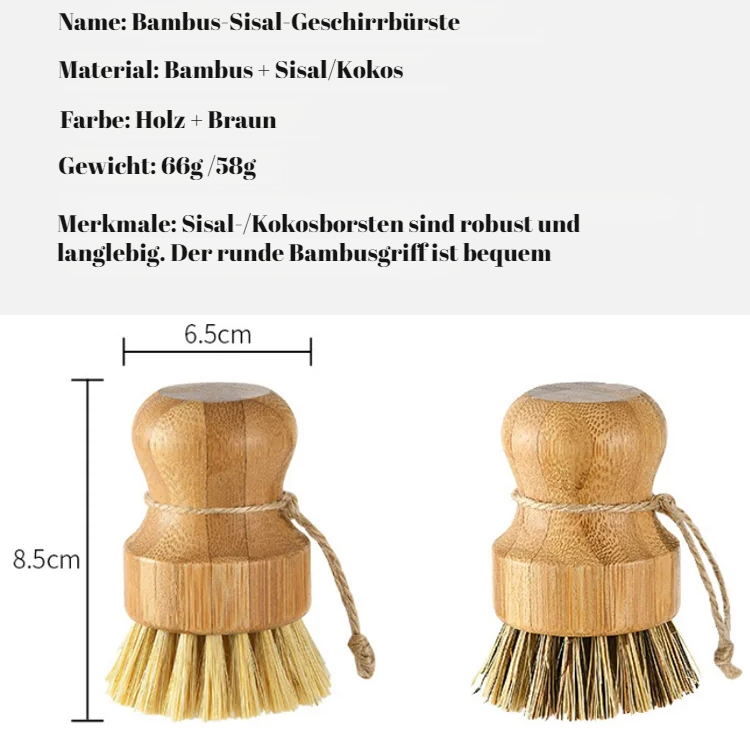Bamboo Sisal Dish Scrub Brush