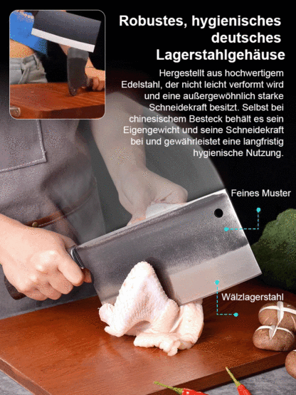 Solinger Schmiedemesserfamilie🌟Jahrhunderte alte geschmiedete Kugellagerstahlmesser🌟Verwendet Kugellagerstahl-Schmiedetechnologie🌟Jedes Messer durchläuft 63 präzise Schmiedeprozesse🌟Nach 10.000 Schnitten bleibt es scharf🌟