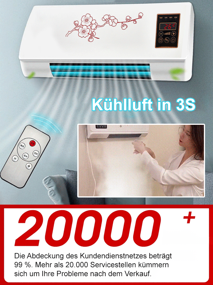 Hängen Sie es einfach an die Wand und es kann verwendet werden 🌟 In drei Sekunden bläst es kühle Luft mit 16 Grad 🌟 Ein ganzer Tag Betrieb verbraucht nur eine Kilowattstunde 🌟 Keine Installation erforderlich, einfach einstecken und verwenden 🌟