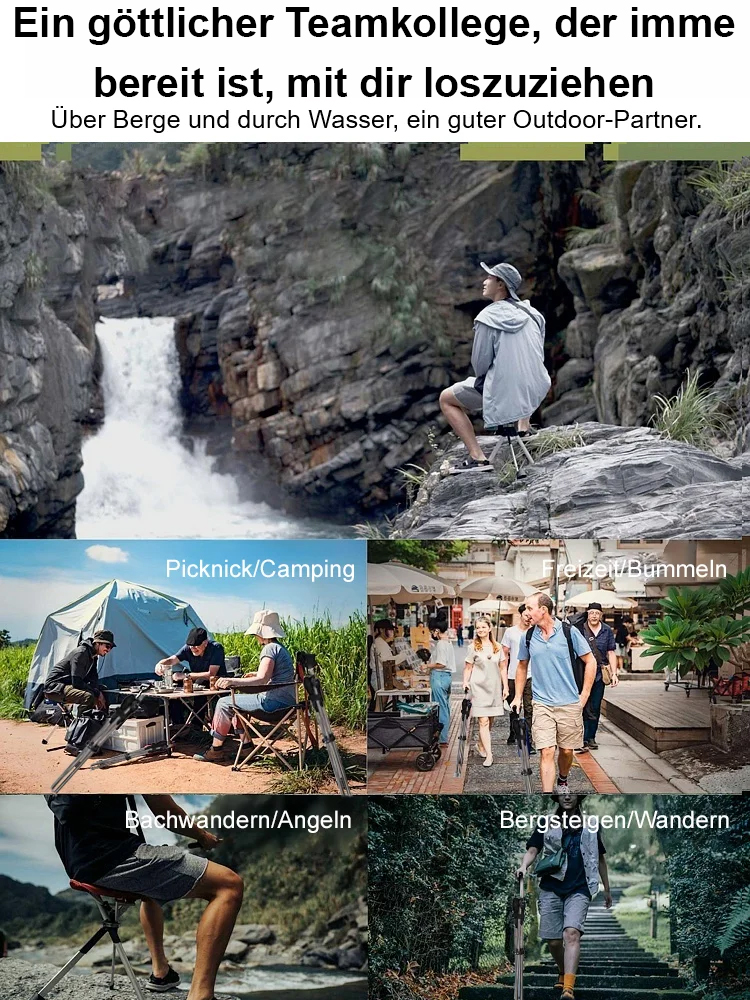 In 1 Sekunde zum Stuhl entfalten, in 2 Sekunden zurück zum Stock 🌟 Kippen beim Sitzen ausgeschlossen. Gewinner des Red Dot Design Awards 🌟 Rost- und verformungsfrei für 50 Jahre🌟