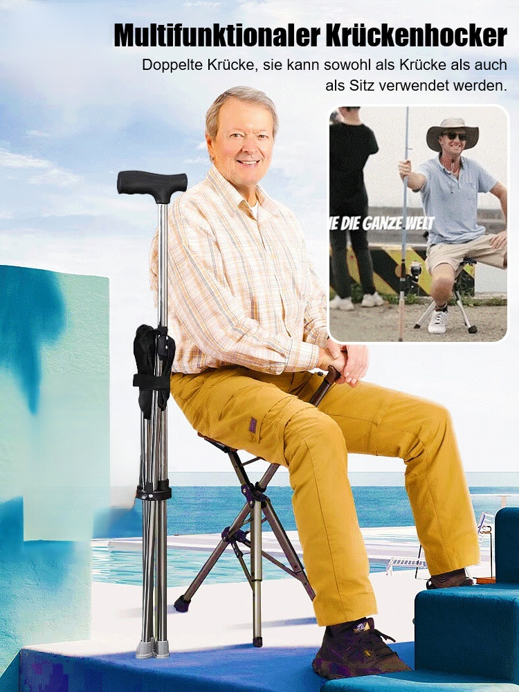 In 1 Sekunde zum Stuhl entfalten, in 2 Sekunden zurück zum Stock 🌟 Kippen beim Sitzen ausgeschlossen. Gewinner des Red Dot Design Awards 🌟 Rost- und verformungsfrei für 50 Jahre🌟