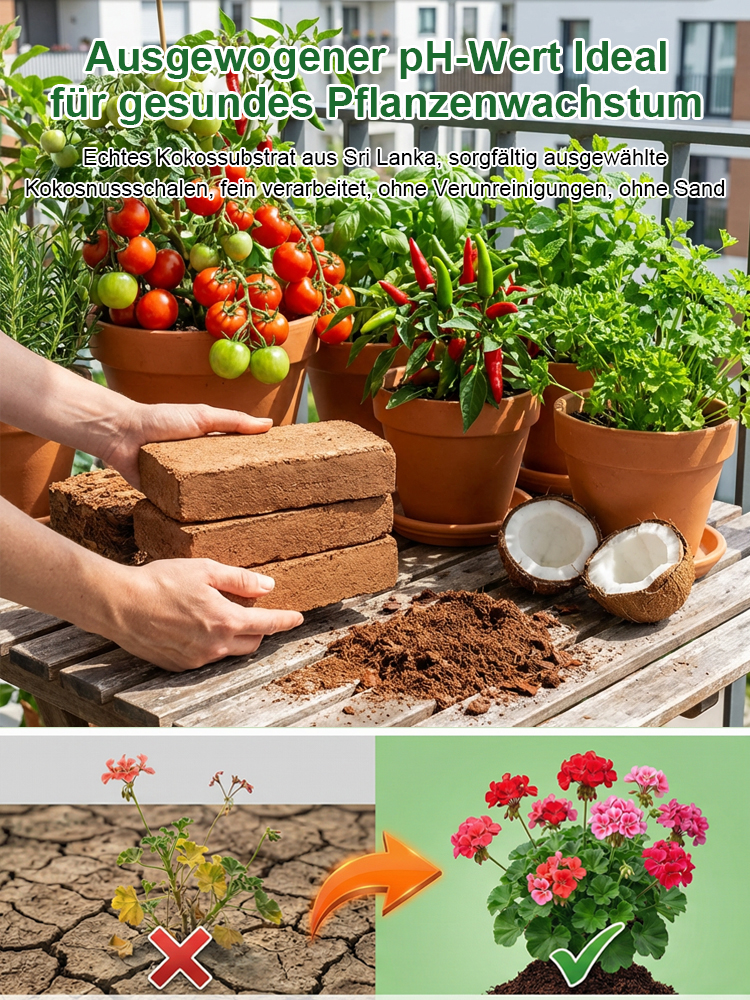【100% Schädlingsfrei】Premium Kokos-Quellziegel (Ergibt 10L) | Nie wieder Erde schleppen | 5 Jahre Nutzbar & Torffrei | 50% Rabatt + Gratis Messbecher 🪴