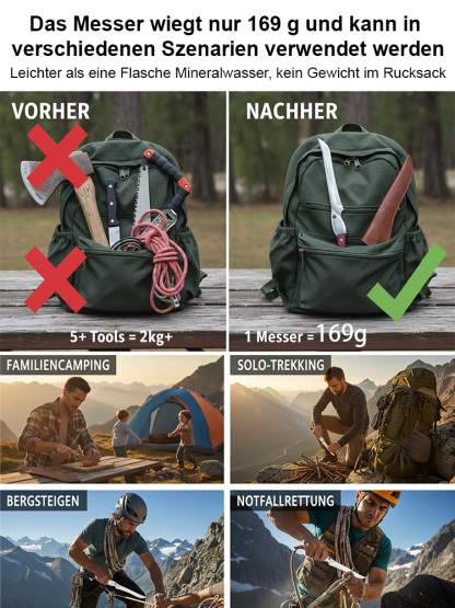 Solinger Messer🌟Eine Klinge aus Solingen, die 50 Jahre hält und nicht bricht🌟Jede Klinge wird 72 Mal geschmiedet🌟Schneidet 10.000 Mal durch Knochen und Fleisch ohne zu reißen🌟