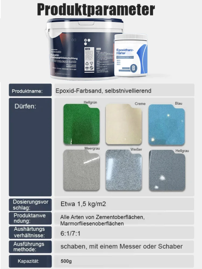 Umweltfreundlich, ungiftig, in verschiedenen Farben erhältlich 🌟 Innerhalb von 2 Stunden nach dem Auftragen vollständig trocken ✨ Kann auch auf staubigen und sandigen Böden verwendet werden, mit einer Wirkung, die der von glatten Fliesen entspricht ✨