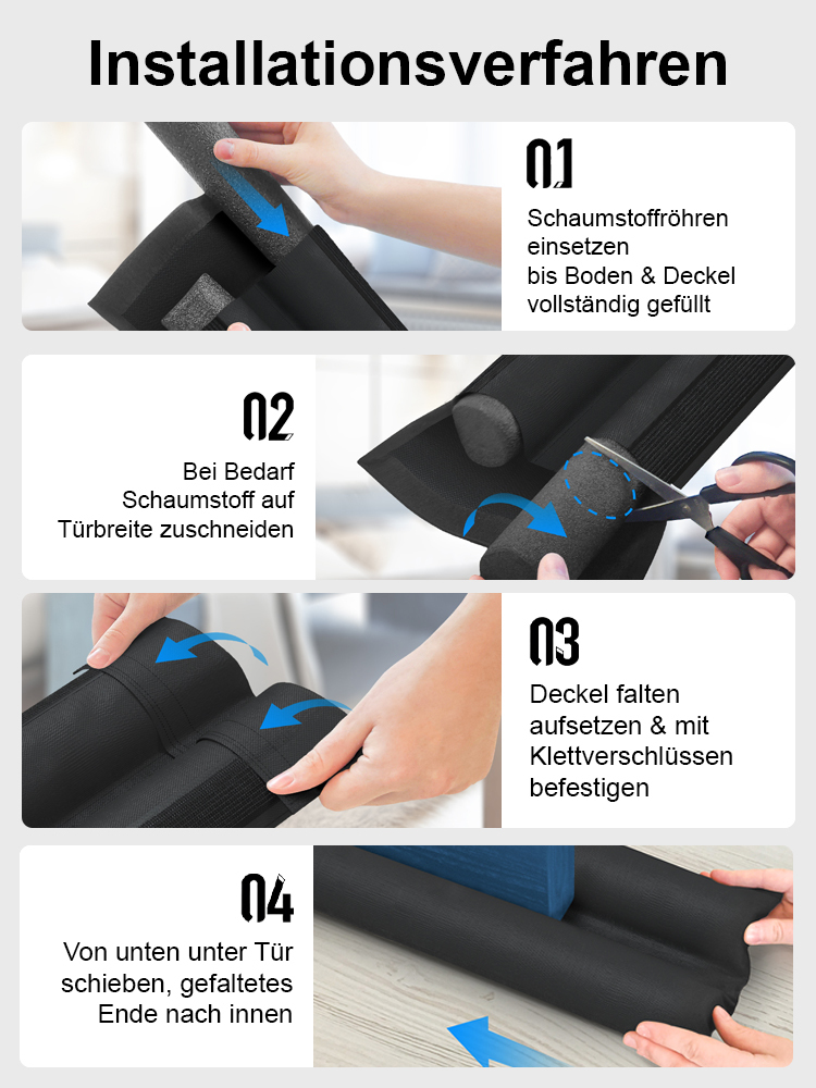 Doppelwirkungs-Dichtungsband für Türunterkante🌟 Entwickelt von Ingenieuren der Technischen Universität Berlin🌟 Erhöht die Raumtemperatur angenehm um 5–10 °C🌟 Kleber- und bohrfrei, dämpft Schritt- und Gesprächslärm effektiv