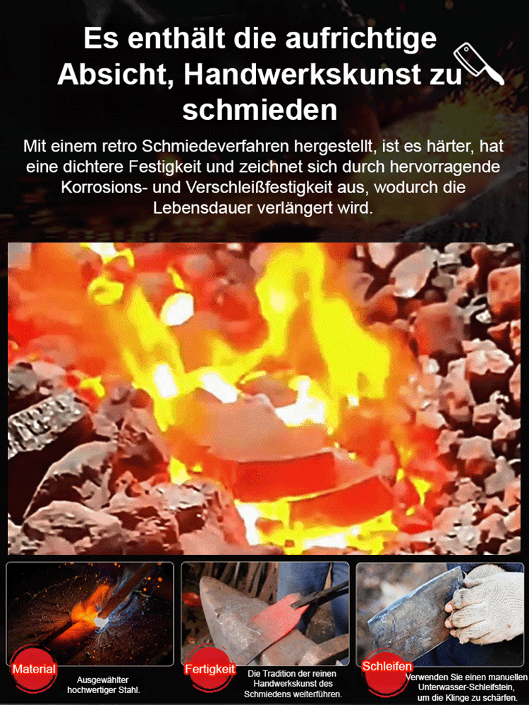 Solinger Schmiedemesserfamilie🌟Jahrhunderte alte geschmiedete Kugellagerstahlmesser🌟Verwendet Kugellagerstahl-Schmiedetechnologie🌟Jedes Messer durchläuft 63 präzise Schmiedeprozesse🌟Nach 10.000 Schnitten bleibt es scharf🌟
