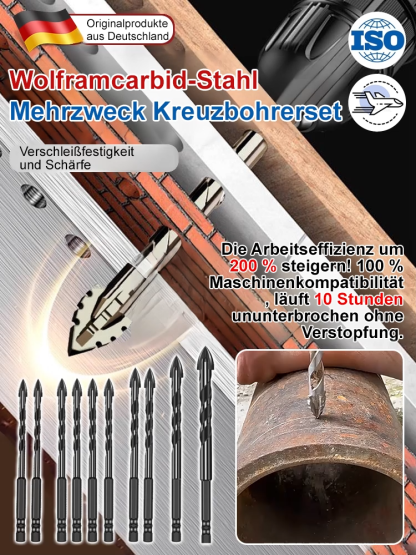 Eine neue Generation von Wolframbohrern 🌟 Aus Wolframcarbidlegierung gefertigt 🌟 Ein Bohrer kann über 10.000 Mal verwendet werden 🌟 Vierkantdesign bohrt in 3 Sekunden durch alle Materialien 🌟 Eine erstaunliche Lebensdauer von bis zu 50 Jahren.