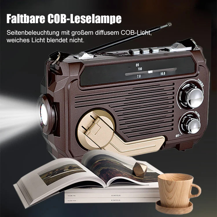 Not-Handkurbelradio mit Stromerzeugung🌟Vom Bundesamt für Bevölkerungsschutz und Katastrophenhilfe empfohlen🌟Kombiniert die Funktionen von Radio, mobiler Stromquelle, Walkie-Talkie und Solaraufladung🌟Mit Kartenleser zur Musikwiedergabe🌟