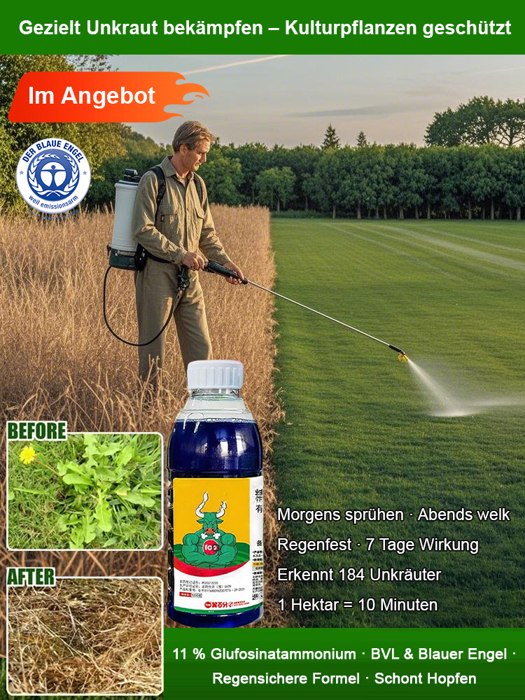 10 ml für 100 m² Unkraut✨Am Morgen auf das Unkraut sprühen, am Nachmittag ist das Unkraut vollständig verwelkt 🌟 Wirkt nur gegen Unkraut und schadet den Blumen und Gemüsepflanzen im Garten nicht.