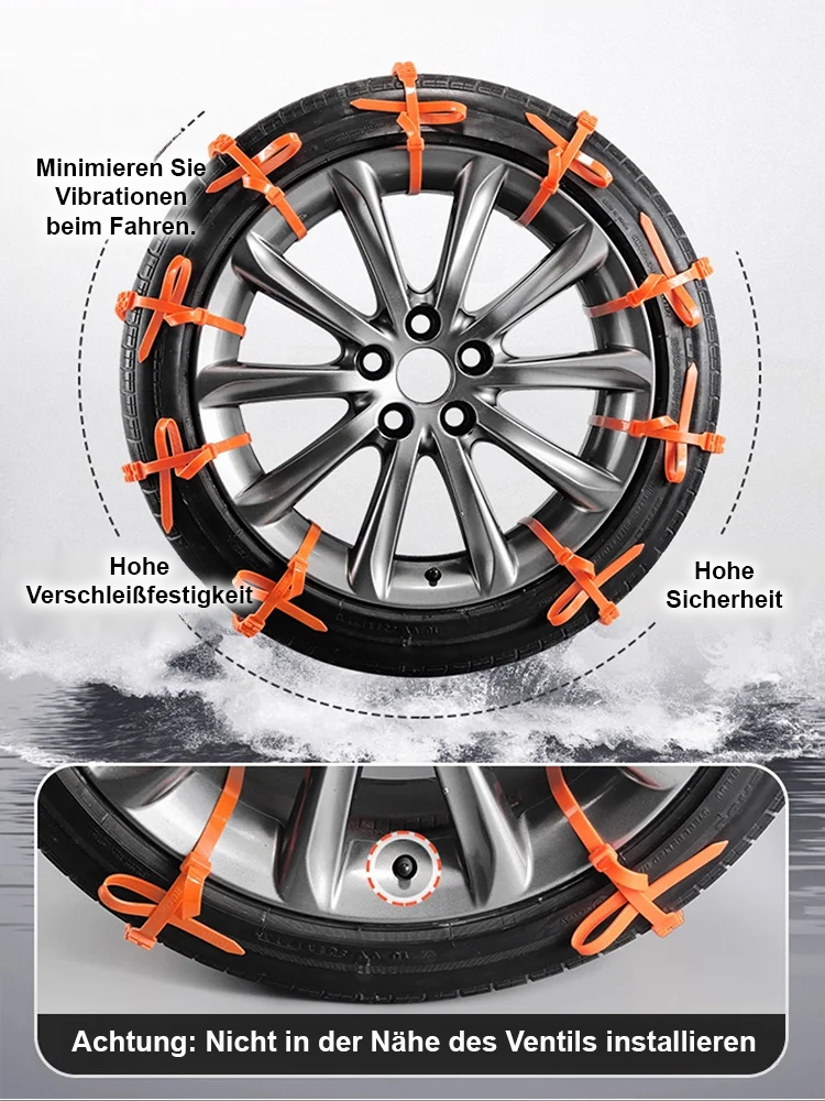 Selbstverriegelnder Antirutschverschluss für Autoreifen🌟Schnellmontage in nur 3 Sekunden – ohne Heber und ohne weitere professionelle Werkzeuge🌟Bei -50 °C behält es Flexibilität, Lebensdauer bis zu 20 Jahre🌟
