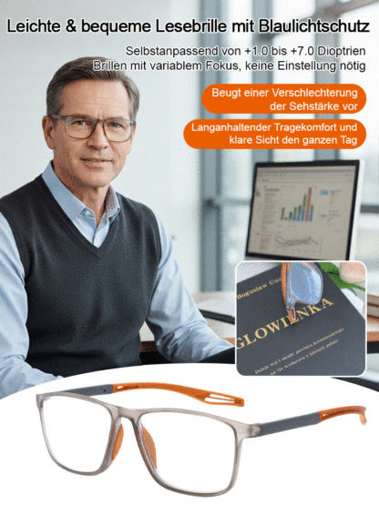 Superleichte Komfort-Brille 🌟 Kein Sehtest nötig! Die Dioptrien-Stärke passt sich automatisch von +1 bis +7 an 🌟 Bequem und sicher sitzend, passend für jede Gesichtsform.