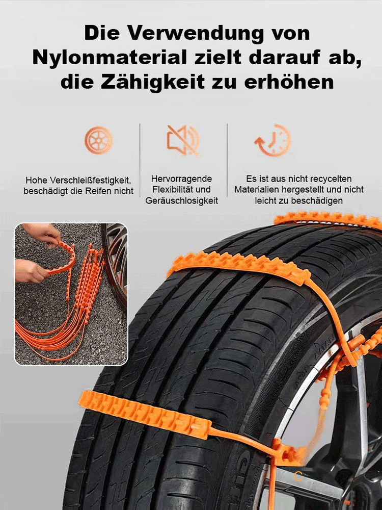 Selbstverriegelnder Antirutschverschluss für Autoreifen🌟Schnellmontage in nur 3 Sekunden – ohne Heber und ohne weitere professionelle Werkzeuge🌟Bei -50 °C behält es Flexibilität, Lebensdauer bis zu 20 Jahre🌟