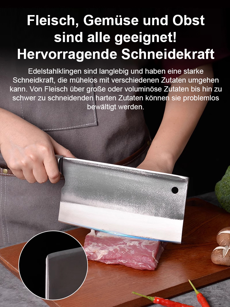 Solinger Schmiedemesserfamilie🌟Jahrhunderte alte geschmiedete Kugellagerstahlmesser🌟Verwendet Kugellagerstahl-Schmiedetechnologie🌟Jedes Messer durchläuft 63 präzise Schmiedeprozesse🌟Nach 10.000 Schnitten bleibt es scharf🌟