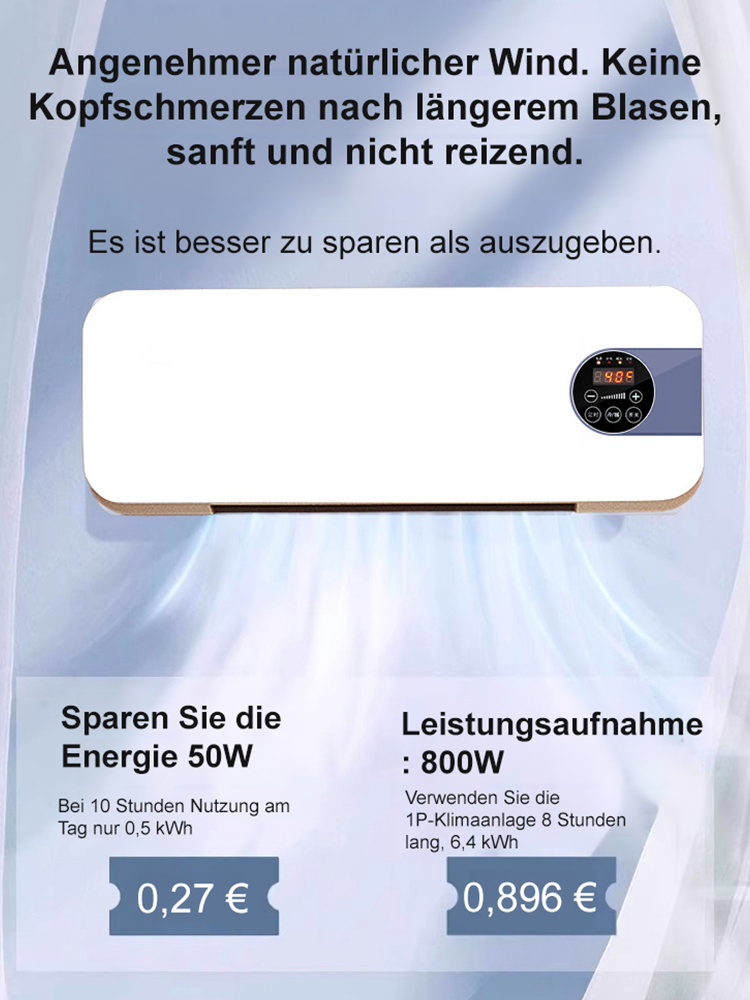 Hängen Sie es einfach an die Wand und es kann verwendet werden 🌟 In drei Sekunden bläst es kühle Luft mit 16 Grad 🌟 Ein ganzer Tag Betrieb verbraucht nur eine Kilowattstunde 🌟 Keine Installation erforderlich, einfach einstecken und verwenden 🌟