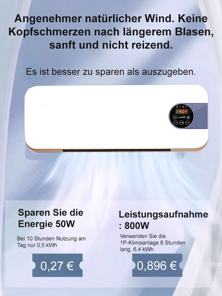 Hängen Sie es einfach an die Wand und es kann verwendet werden 🌟 In drei Sekunden bläst es kühle Luft mit 16 Grad 🌟 Ein ganzer Tag Betrieb verbraucht nur eine Kilowattstunde 🌟 Keine Installation erforderlich, einfach einstecken und verwenden 🌟