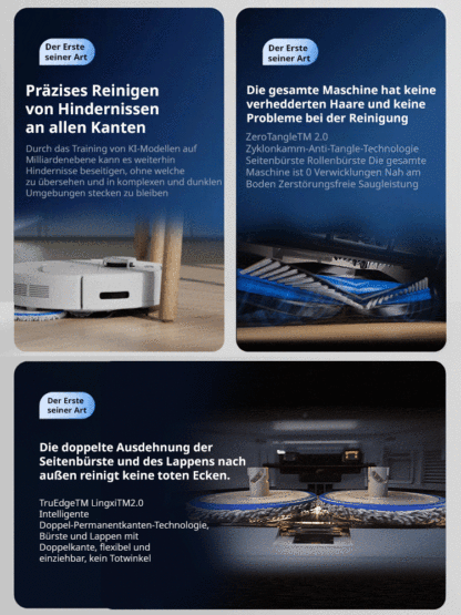 ECOVACS AI-Saugroboter ✨ Reinigt bis zu 500 Quadratmeter mit einer einzigen Ladung ✨ Kann Staub, Haare, Kaffeeflecken und Fett gründlich beseitigen, mit einer Sterilisationsrate von bis zu 99,99% ✨