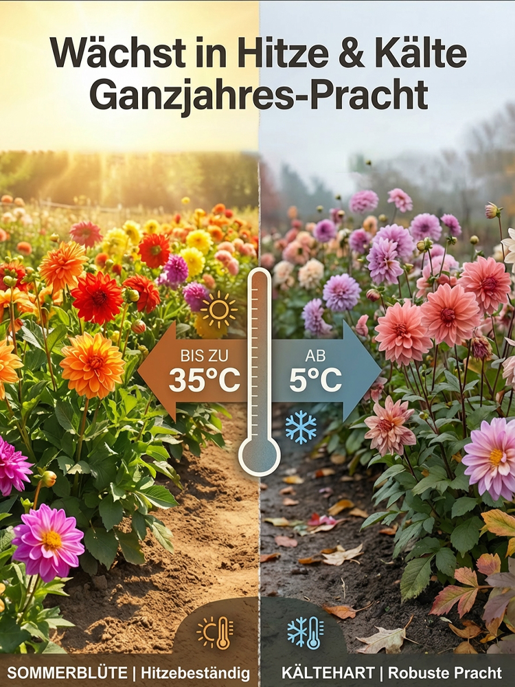 Premium Edel-Dahlien Knollen aus Holland 🌷 | Extrem robust und hitzebeständig (bis 40°C) ☀️ | Dauerblüte von Mai bis Dezember | ✅ 100% Wuchsgarantie