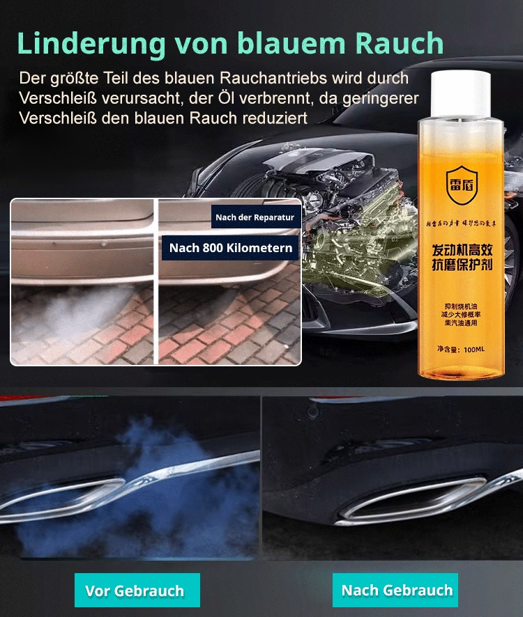 Verwendung für 1 Monat kann die Lebensdauer des Motors um 20 Jahre verlängern ✨ Bei einer Fahrleistung von 100.000 Kilometern können jährlich mehr als 2.000 Euro Kraftstoffkosten eingespart werden ✨ Nach der Anwendung reduziert sich das Motorgeräusch um 2