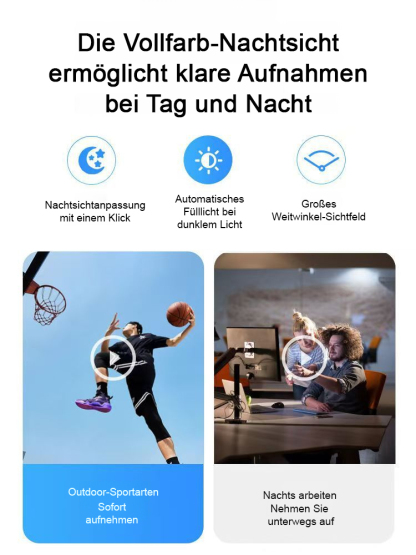 Selbst bei einem Stromausfall kann es den ganzen Tag lang weiter aufzeichnen. 🌟 In Kombination mit dem selbst entwickelten Starlight-CMOS und der Infrarot-Aufhellungstechnologie kann es auch in völliger Dunkelheit klare Aufnahmen machen. 🌟