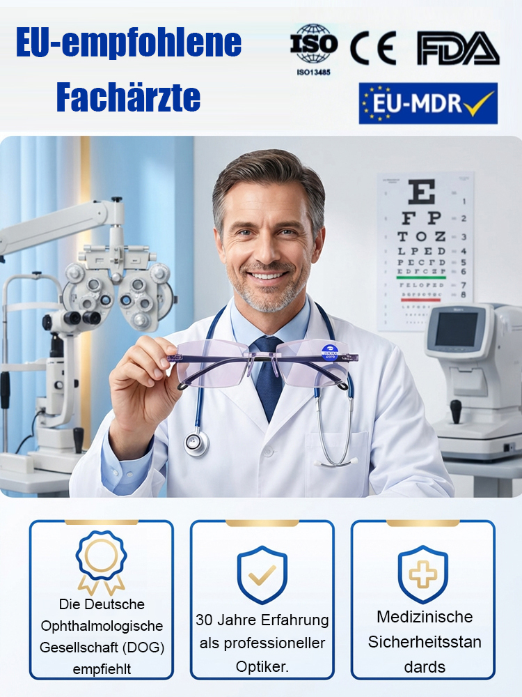 OmniVision Pro Titan-Autofokus-Brille ✨ Automatische Sehstärkenanpassung von -7 bis +7 Dioptrien. 99,9% Blaulichtfilter-Schutz ✨