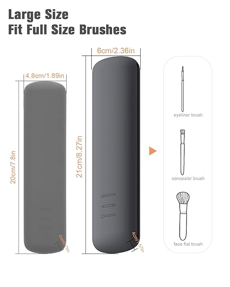 FERYES Large Travel Makeup Brush Holder with 4Pcs Makeup Brushes