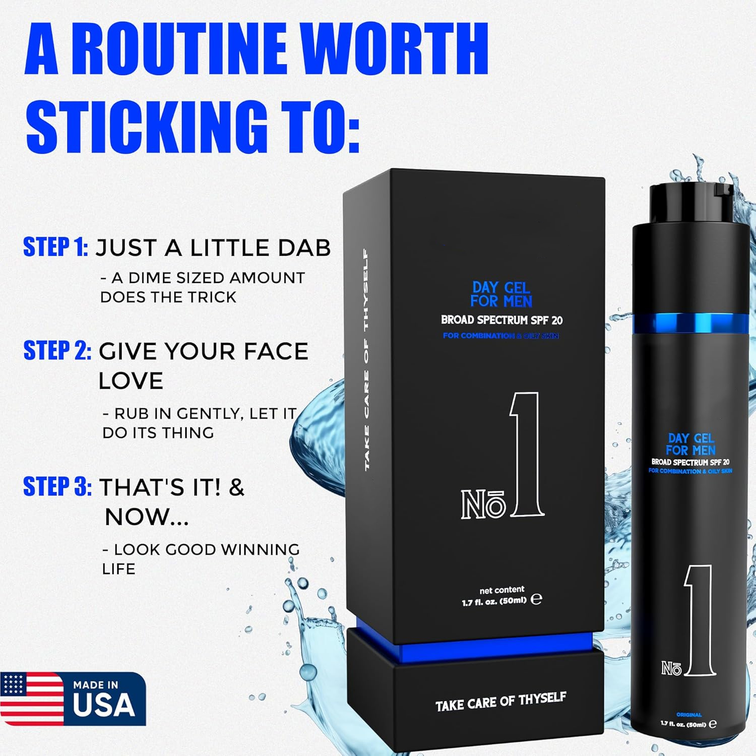 No.1 Day Gel Moisturizer for Face, SPF 20, Sunscreen & Moisturizer for Men