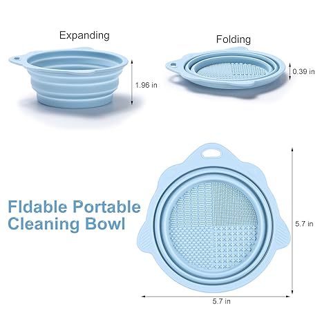Foldable Silicone Makeup Brush Cleaner Bowl - Etercycle Portable Cleaning Tool for Brushes, Powder Puffs, and Sponges (Pink)