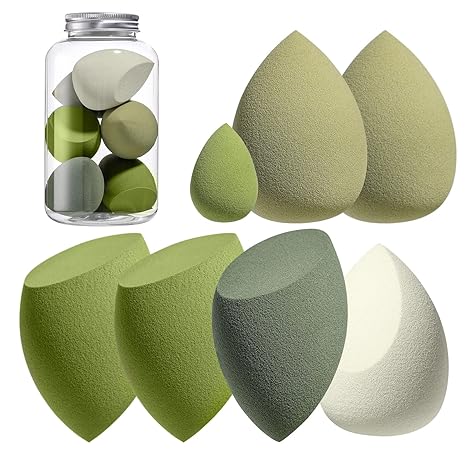 Makeup Sponge Set BS-MALL Blender Sponges 7 Pcs for Liquid, Cream, and Powder, Multi-colored with 1 Mini Makeup Sponge Pink (F-PinkGrey)