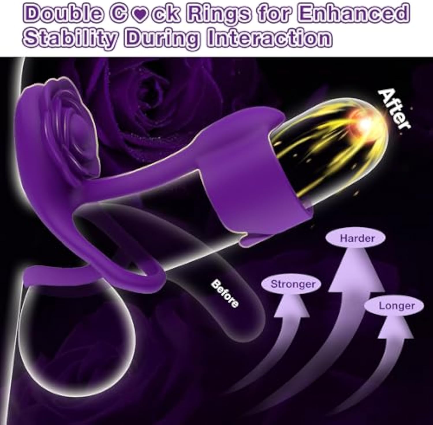 💕🎁New Product Promotion This Month 48% Discount -🌹 3 in 1 Sheehy Rose Vibrating Cock Ring
