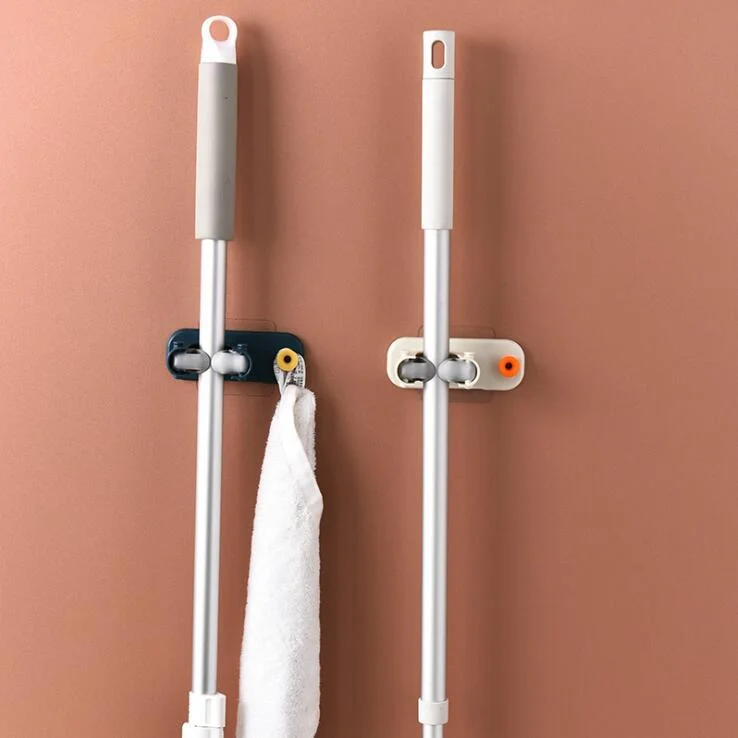 2pcs wall-mounted non-punching automatic grip mop holder