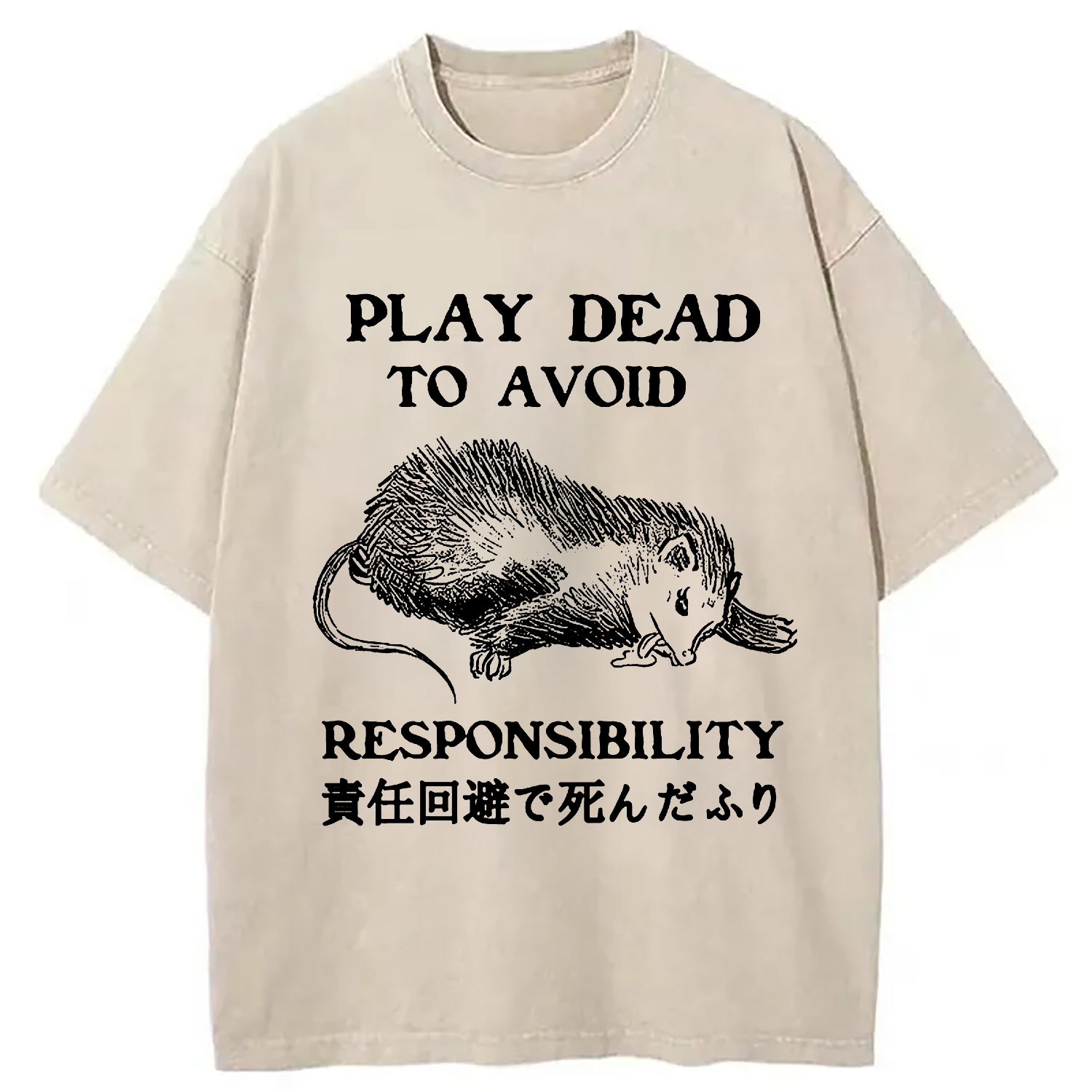 Tokyo-Assassin Play Dead To Avoid Responsibility Washed T-Shirt-Tokyo-Assassin