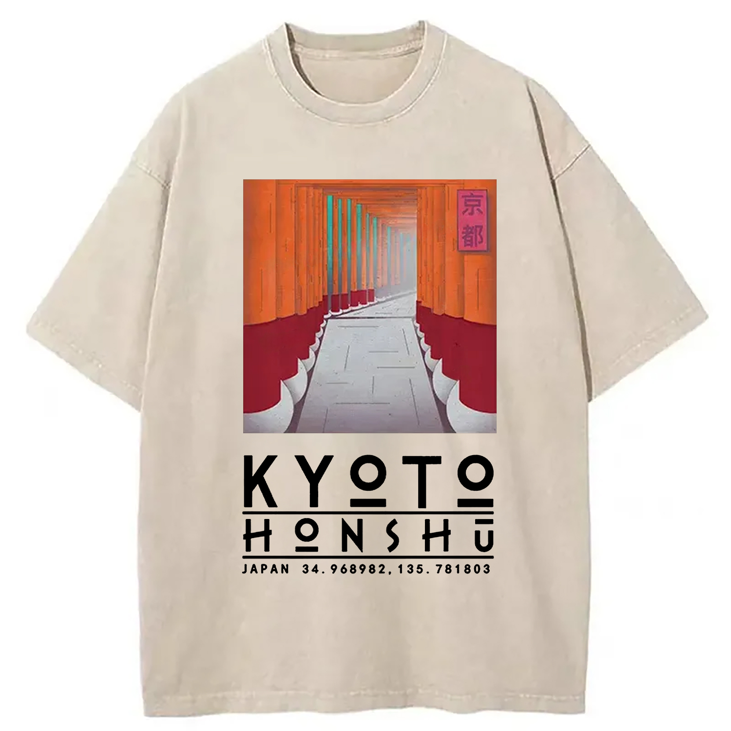 Tokyo-Assassin Kyoto Attractions Washed T-Shirt-Tokyo-Assassin