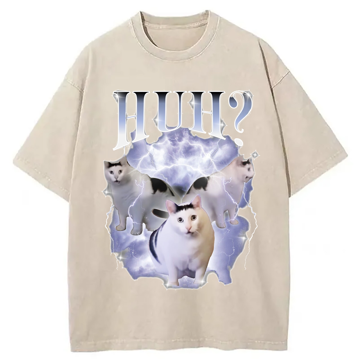 Tokyo-Assassin Huh Cat Chonky Ben Meme Washed T-Shirt-Tokyo-Assassin