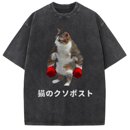 Tokyo-Assassin Cat Shitpost Meme Washed T-Shirt-Tokyo-Assassin