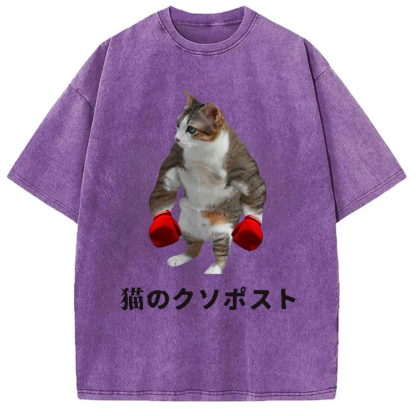 Tokyo-Assassin Cat Shitpost Meme Washed T-Shirt-Tokyo-Assassin