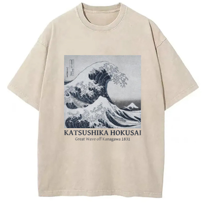 Tokyo-Assassin Japanese Great Wave Washed T-Shirt-Tokyo-Assassin