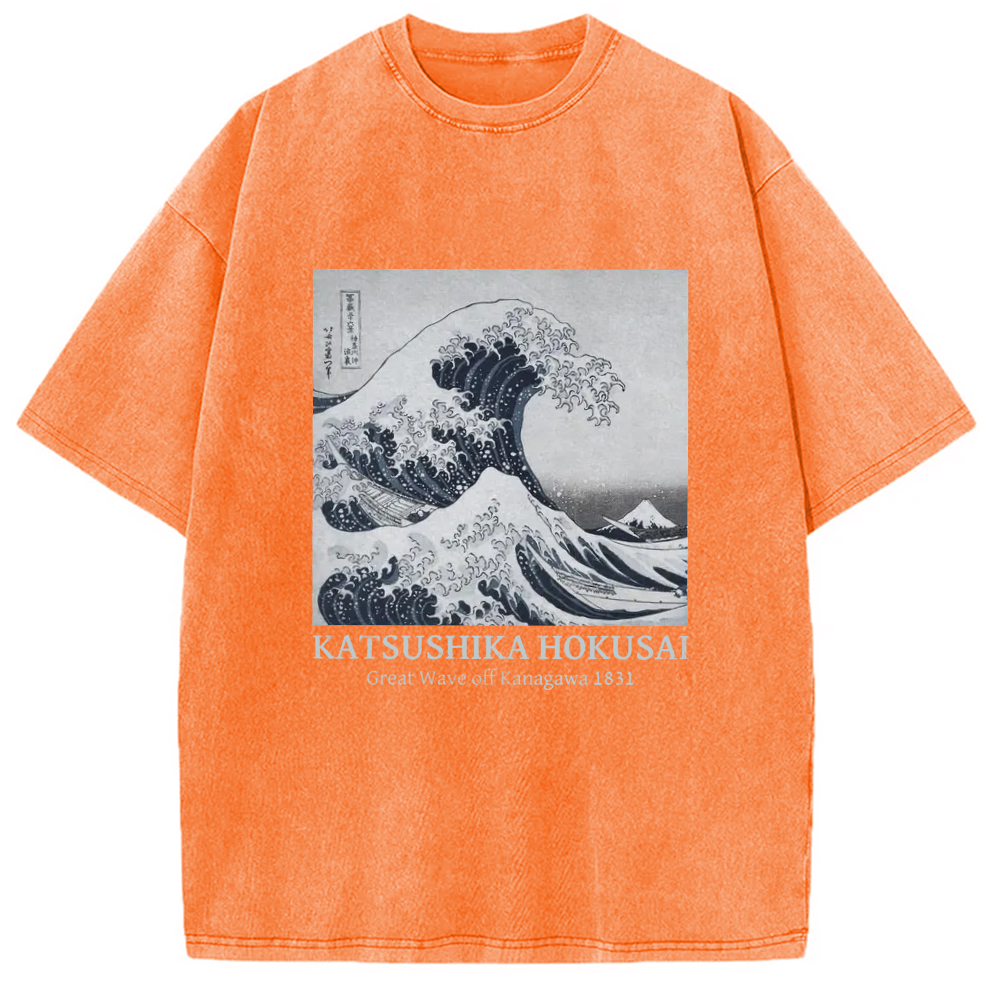 Tokyo-Assassin Japanese Great Wave Washed T-Shirt-Tokyo-Assassin