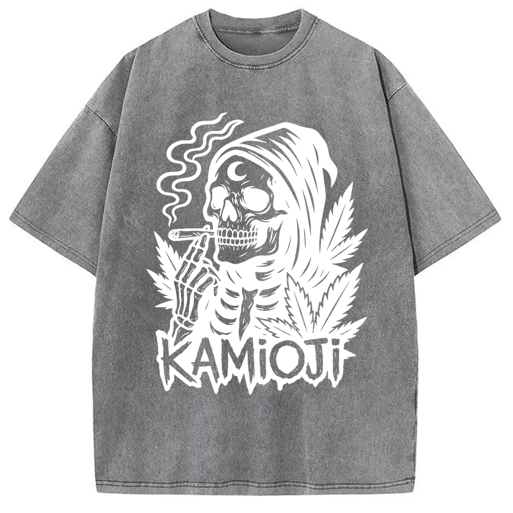Tokyo-Assassin Stoner Skeleton Witchy Grim Washed T-Shirt-Tokyo Assassin