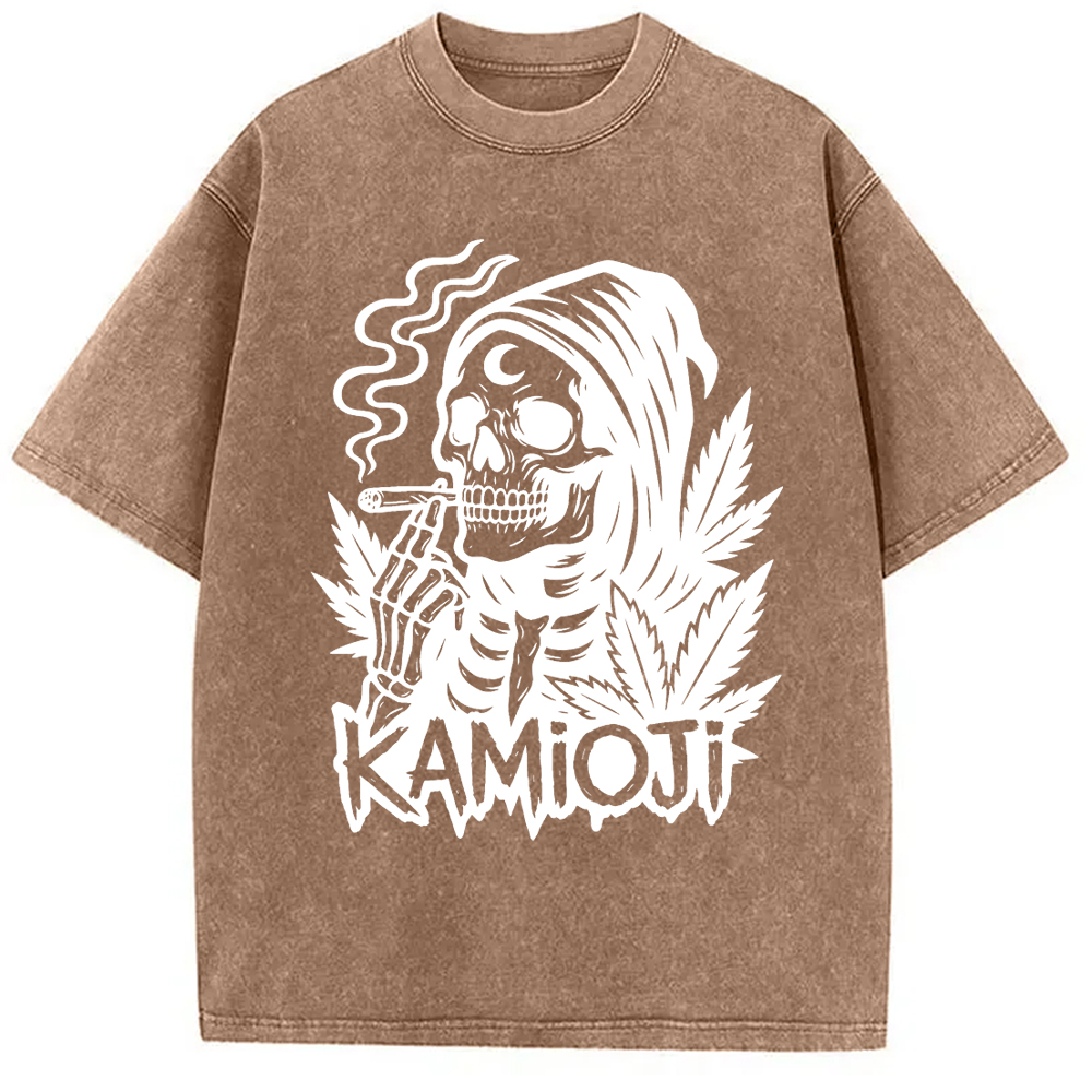 Tokyo-Assassin Stoner Skeleton Witchy Grim Washed T-Shirt-Tokyo Assassin