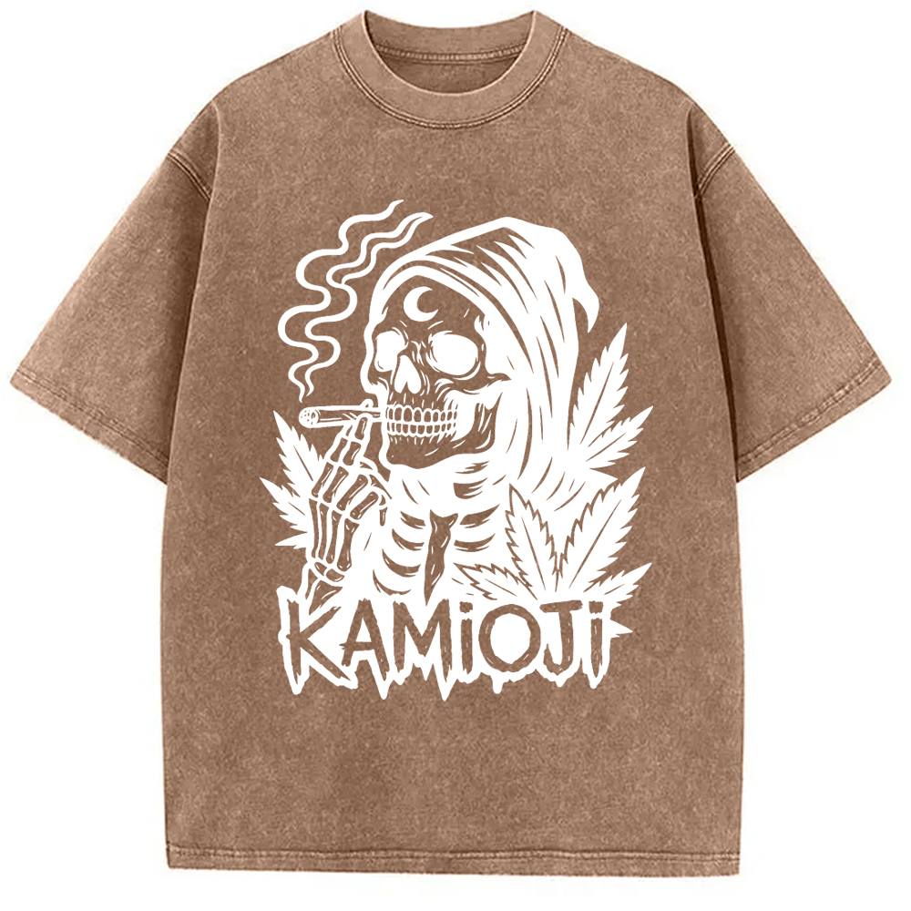Tokyo-Assassin Stoner Skeleton Witchy Grim Washed T-Shirt-Tokyo Assassin