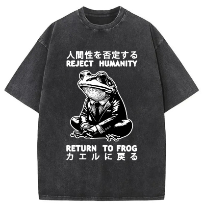 Tokyo-Assassin Reject Humanity Work Frog Washed T-Shirt-Tokyo-Assassin