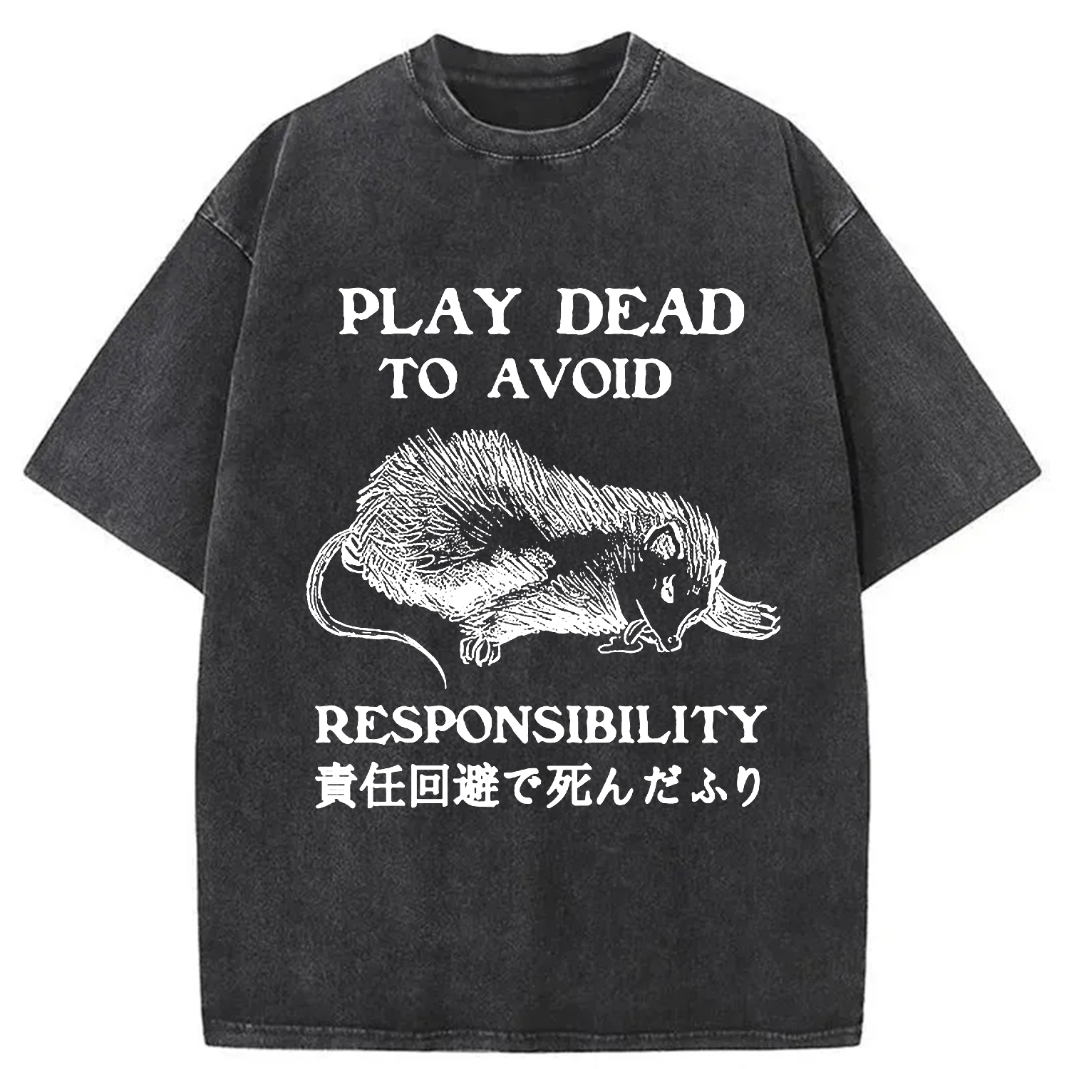 Tokyo-Assassin Play Dead To Avoid Responsibility Washed T-Shirt-Tokyo-Assassin
