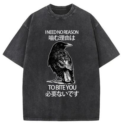 Tokyo-Assassin Crow Pecking People Washed T-Shirt-Tokyo-Assassin