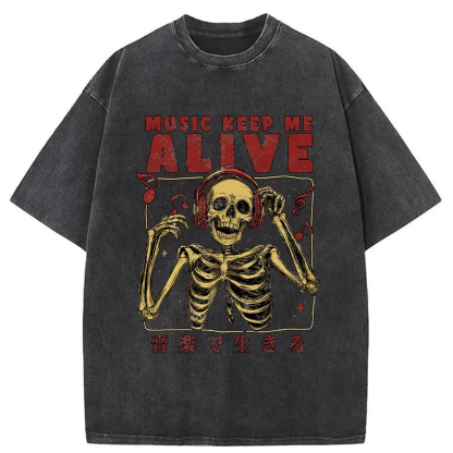 Tokyo-Assassin Music Keep Me Alive Washed T-Shirt-Tokyo-Assassin