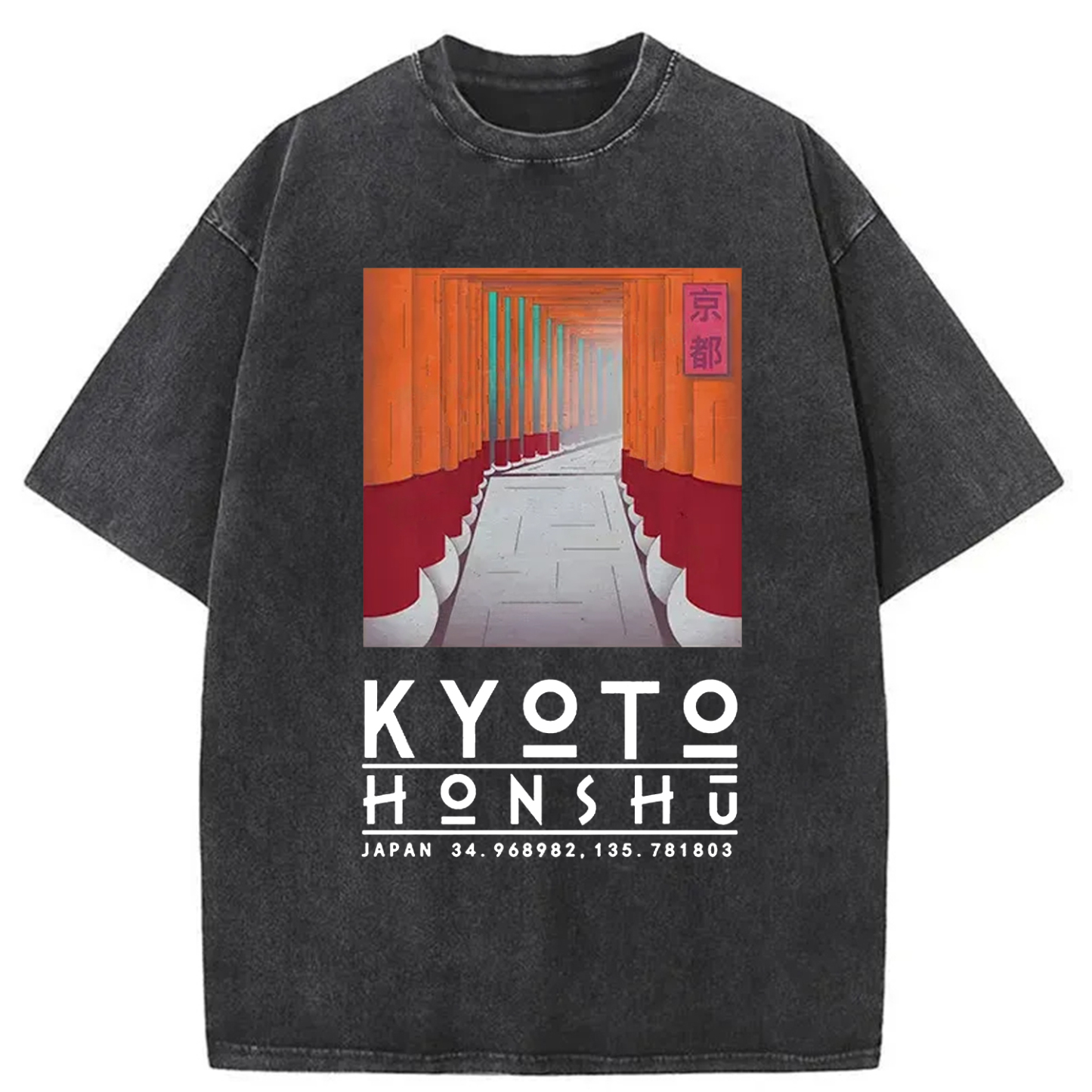 Tokyo-Assassin Kyoto Attractions Washed T-Shirt-Tokyo-Assassin