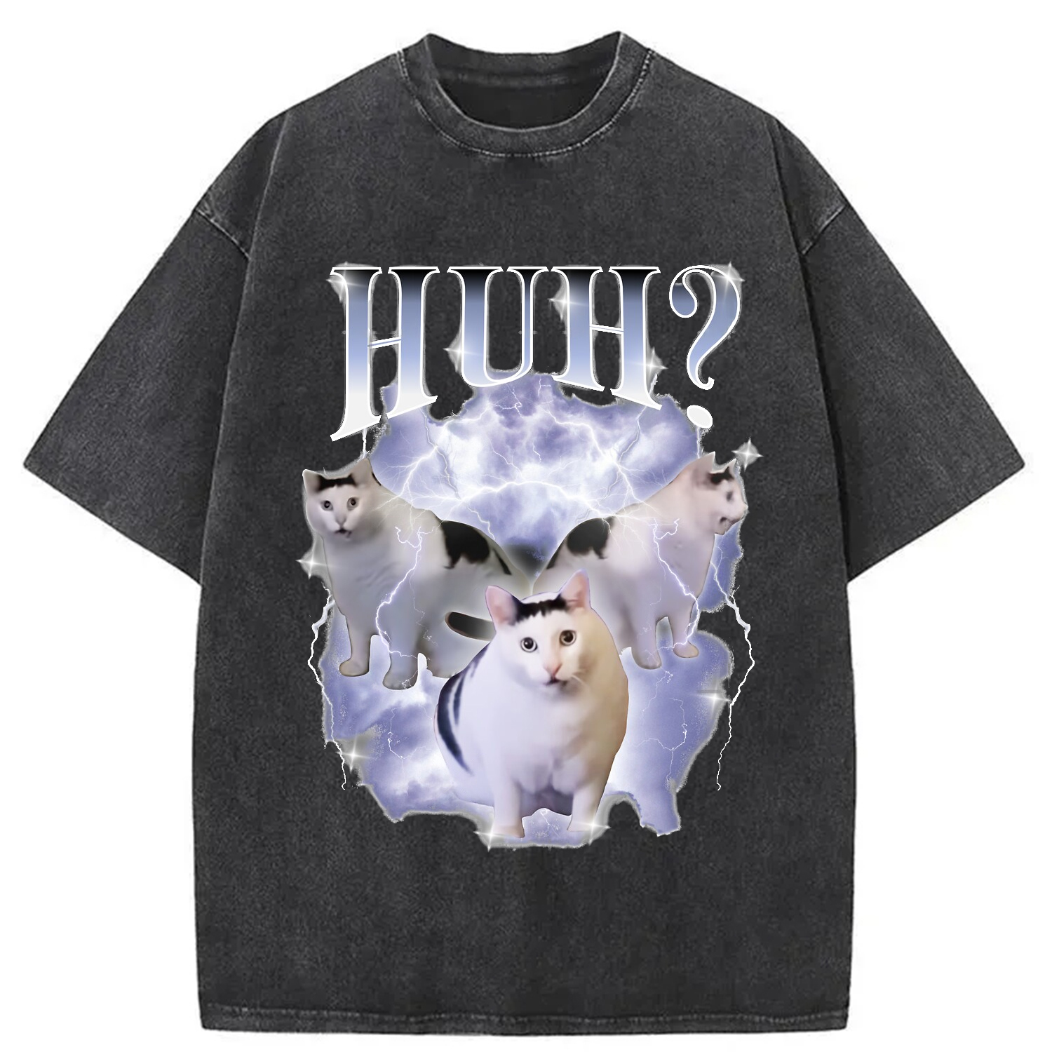 Tokyo-Assassin Huh Cat Chonky Ben Meme Washed T-Shirt-Tokyo-Assassin