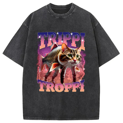 Tokyo-Assassin Trulimero Trulicina Funny Meme Washed T-Shirt-Tokyo-Assassin